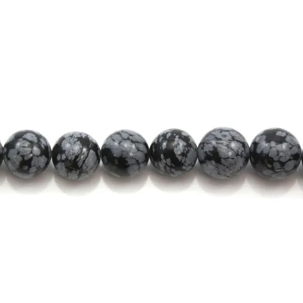 Obsidienne flocon de neige ronde 8mm x 10pcs