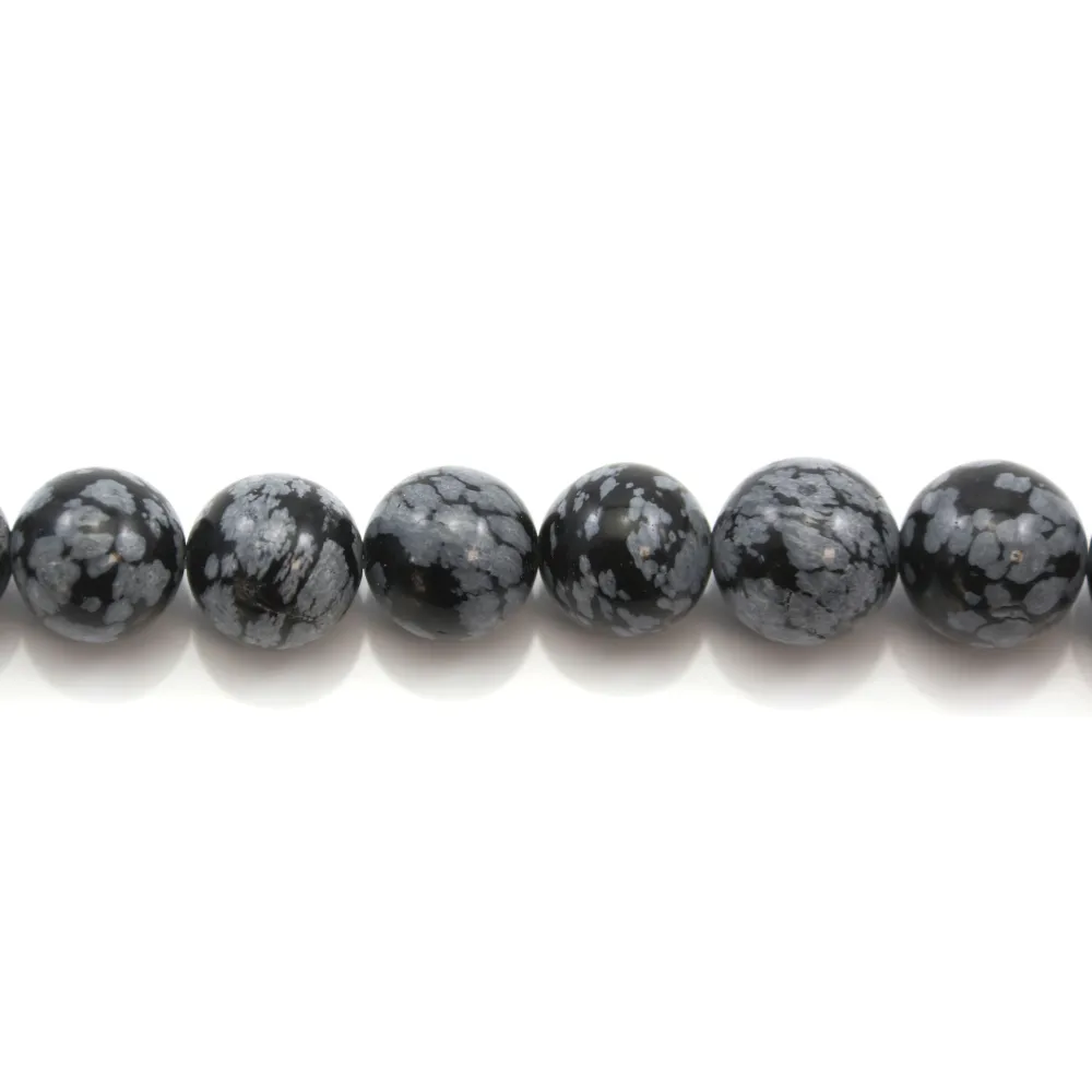 Obsidienne flocon de neige ronde 8mm x 10pcs
