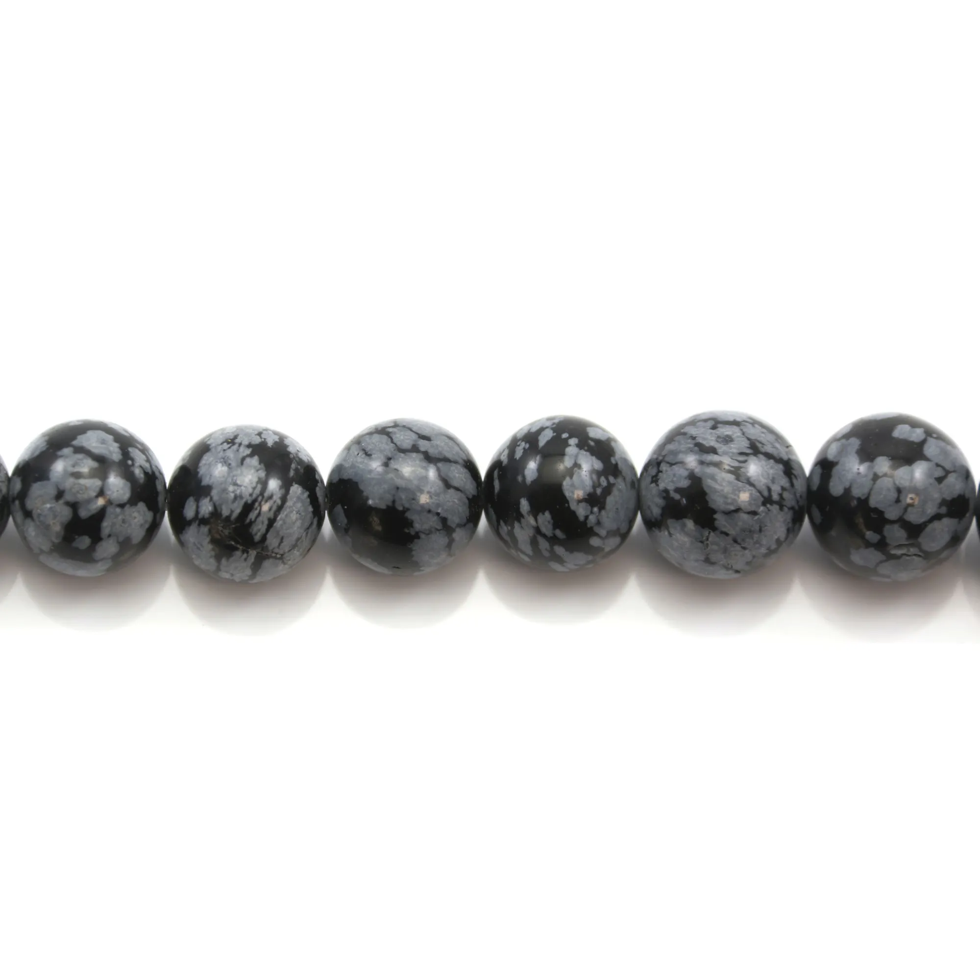 Lot De Perles En Obsidienne Flocon De Neige - 57 Pièces Environ - 39cm De Fil