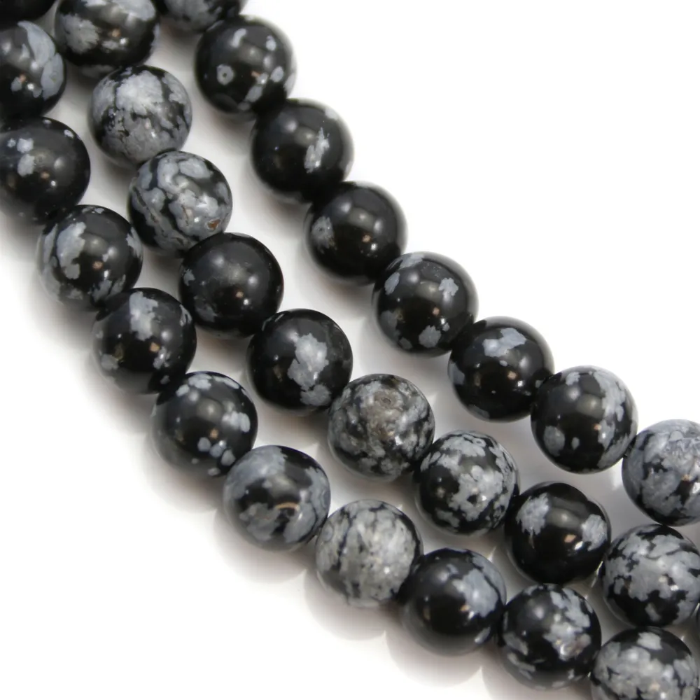 Obsidienne flocon de neige ronde 6mm x 40cm