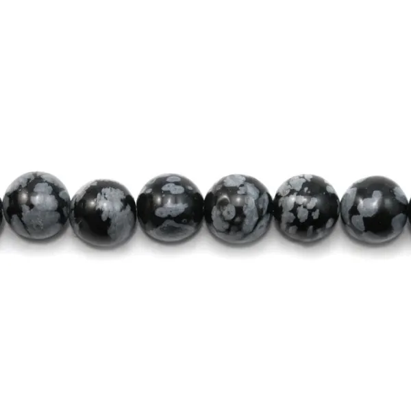 Obsidienne flocon de neige ronde 4mm x 30pcs