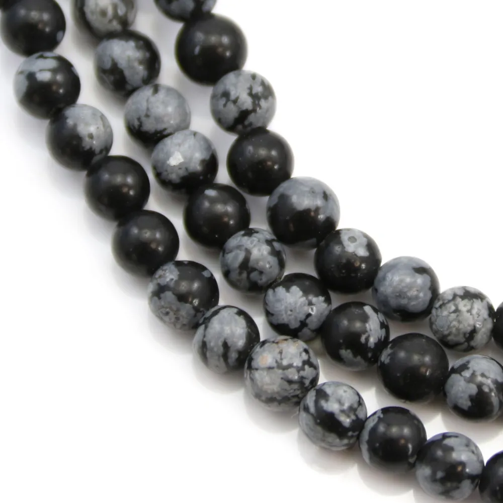 Obsidienne flocon de neige ronde 4mm x 40cm