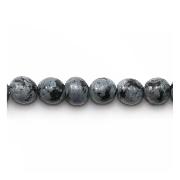Obsidienne flocon de neige ronde 4mm x 30pcs