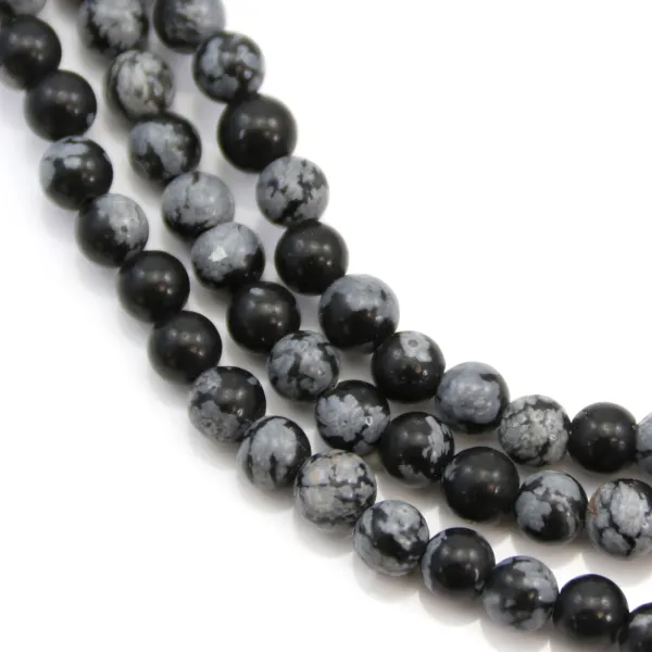 Obsidiana copo de nieve redonda 4mm x 37cm