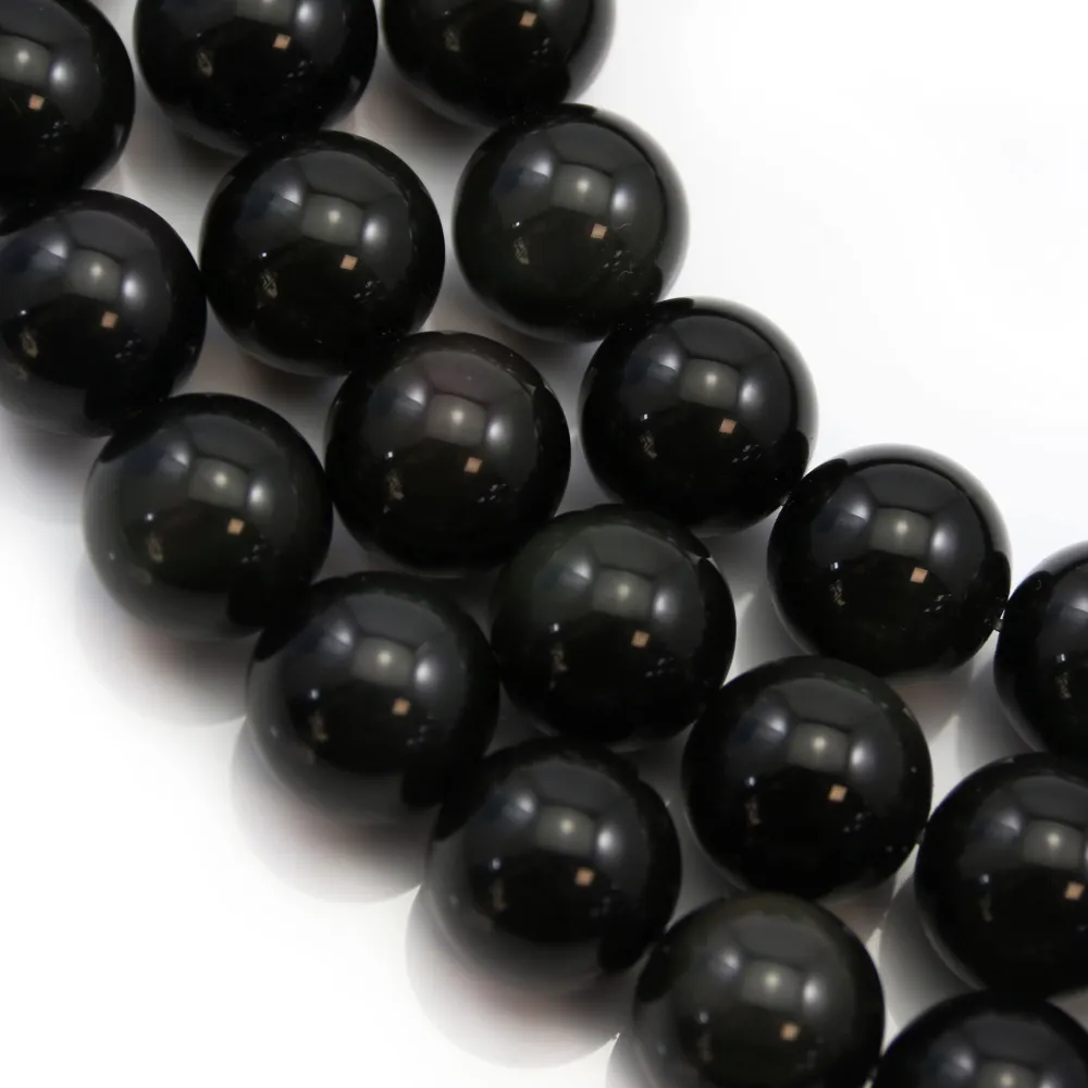 Obsidienne ronde 14mm x 40cm