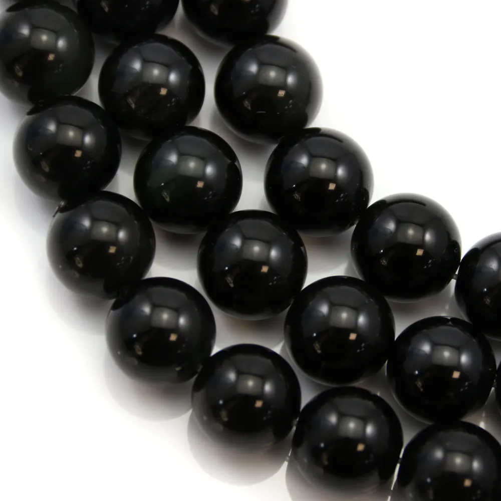 Obsidienne ronde 12mm x 40cm