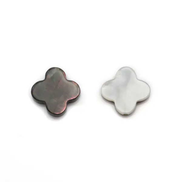 Nacre Grise en Forme de Trèfle 13mm x 2pcs