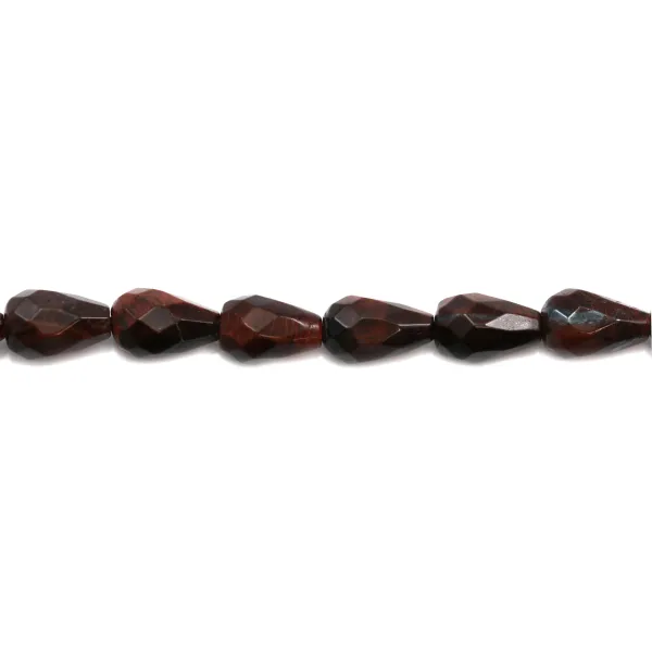 Red tiger eye stone faceted drop 5x8mm x 40cm