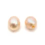 Perles de culture d'eau douce, semi-percée, saumon, ovale, 4-4.5mm x 2pcs
