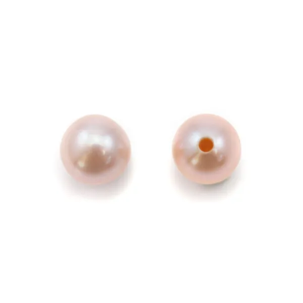 Perles de culture d'eau douce, semi-percée, mauve, ronde, 4-4.5mm x 2pcs