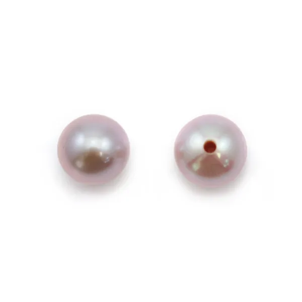 Perlas cultivadas de agua dulce, semiperforadas, moradas, redondas, 5-5.5mm x 2pcs
