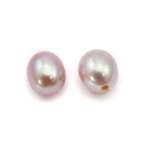 Perle de culture d'eau douce half-percée, ovale, mauve, 4-4.5mm  x 2pcs