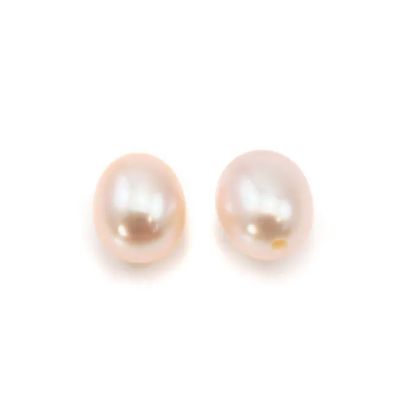 Pérolas cultivadas em água doce, semi-púrpura, roxo, oval, 4-4,5mm x 2pcs