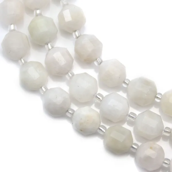Moonstone, 10mm, octagonal faceted x 40cm