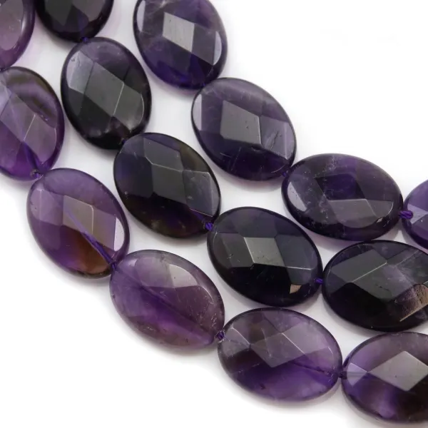 Ametista, ovale sfaccettato, 15x20mm-16x22mm x 40cm