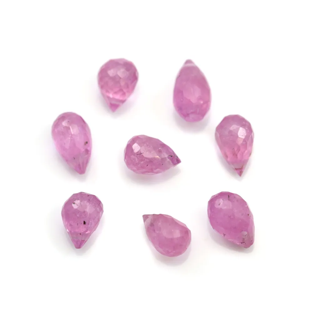 Saphir rose, goutte facetté x 2pcs