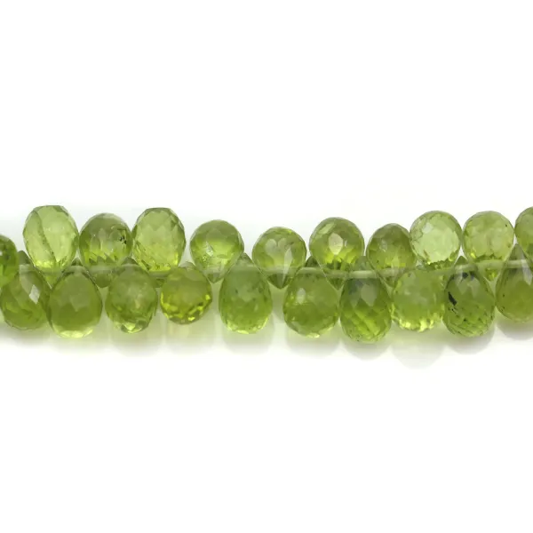 Peridoto gota briolet facetado 3-3.5x4-5mm x 5cm