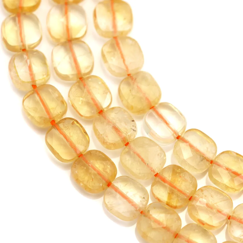 Orange sun stone, in a faceted squared shaped 8mm x 39cm