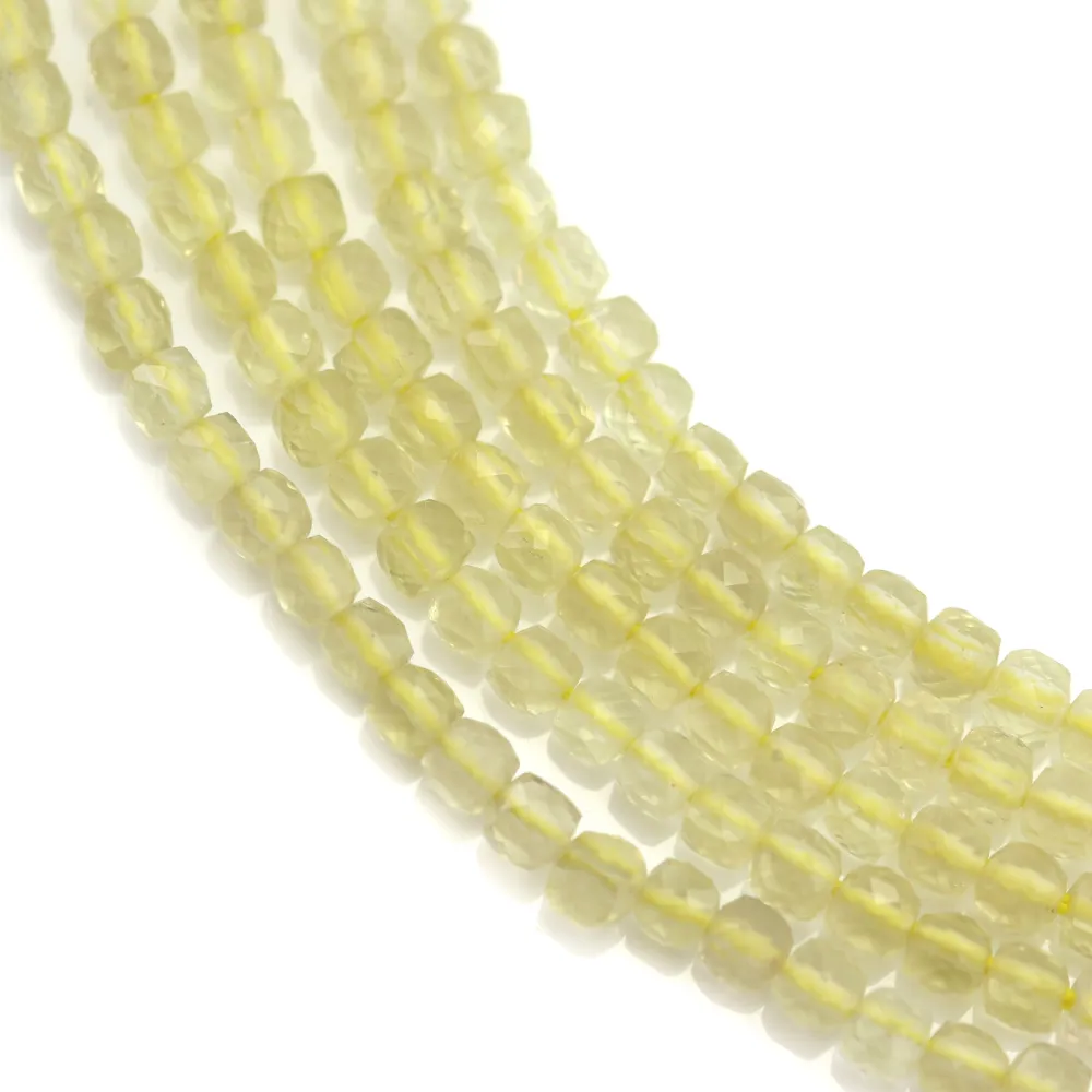 Quartz lemon en forme de cube facette 2mm x 40cm