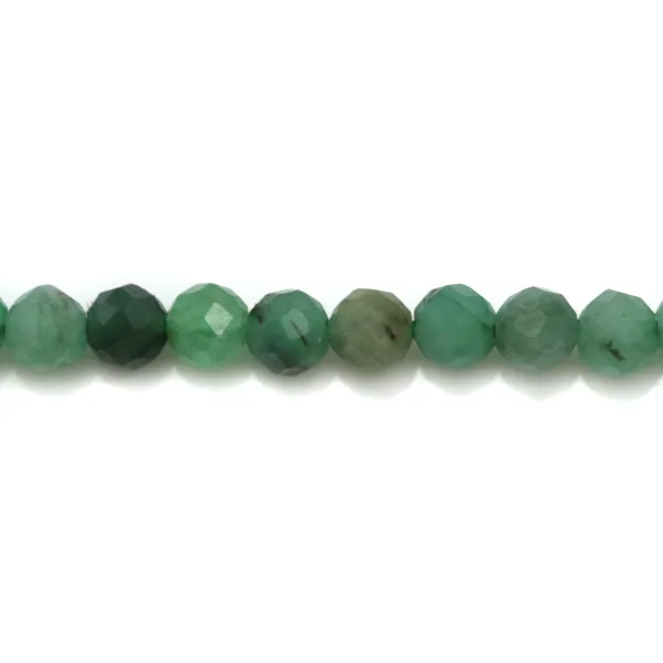 Emeraude, de forme ronde facettée, 3mm x 39cm