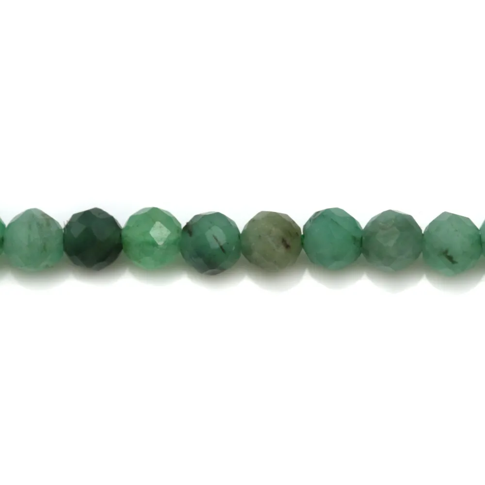 Emeraude, de forme ronde facettée, 3mm x 39cm