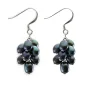 Bo argent 925 perle d'eau douce noir en grappe de raisin  x 2pcs