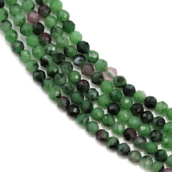 Ruby Zoisite round faceted 2mm x 39cm