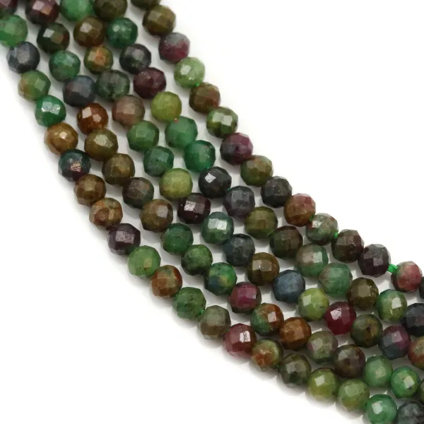 Ruby zoisite on Brazil, in round faceted shape, 2mm x 39cm