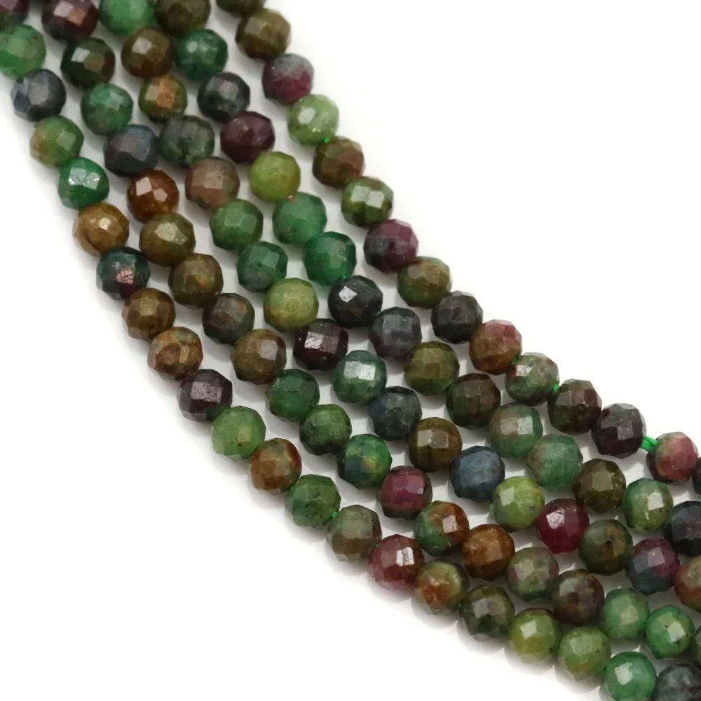 Rubis zoisite du Brésil, de forme ronde facetté, 2mm x 39cm