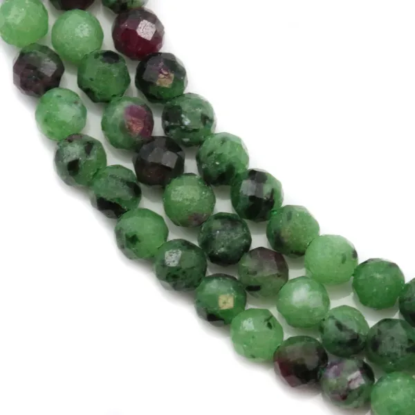 Ruby Zoisite Faceted Round 4mm x 38cm