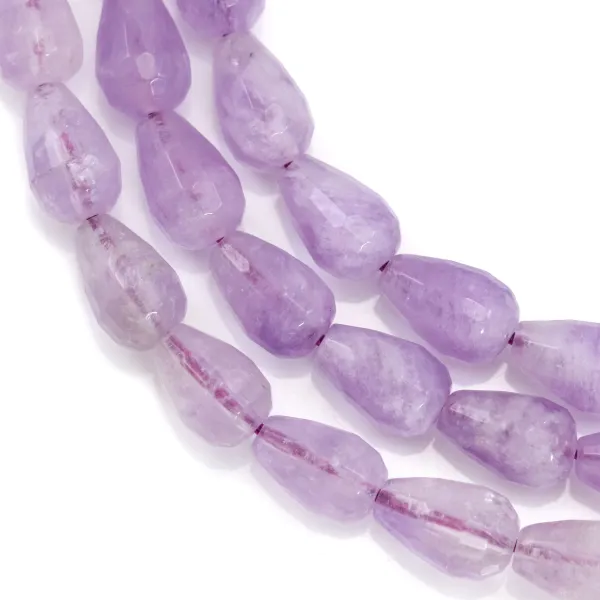 Clear amethyst faceted drop 8x12mm x 40cm