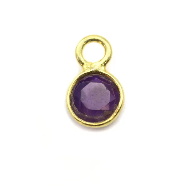 Améthysthe ronde facettée sertie sur argent doré 5mm x 2pcs