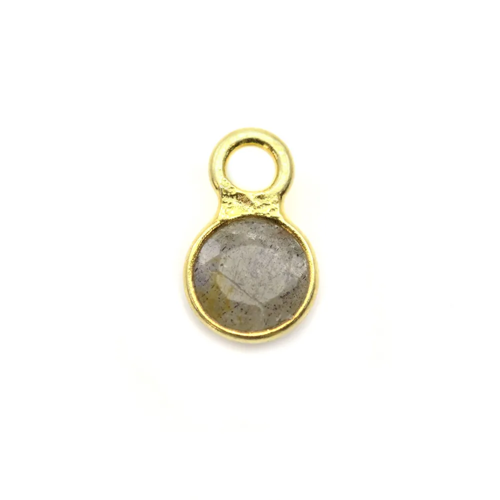 Labradorite ronde facettée sertie sur argent doré 5mm x 1pc