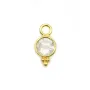 Breloque en Topaze blanche ronde facettée sur argent doré 5mm x 2pcs