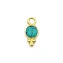 Breloque en Turquoise reconstituée ronde facettée sur argent doré 5mm x 2pcs