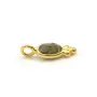 Breloque en Labradorite ovale sur argent doré 4x11mm x 2pcs