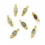 Breloque en Labradorite ovale sur argent 925 doré à l'or fin 4x11mm x 2pcs