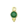 Breloque en Agate verte ronde facettée serti argent 925 doré à l'or fin 5mm x 2pcs