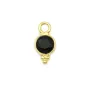 Breloque en Agate noire ronde facettée sur argent doré 5mm x 2pcs