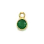 Agate verte ronde facettée sertie sur argent doré 5mm x 2pcs