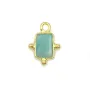 Breloque en Amazonite rectangle sur argent doré 8x12mm x 1pc