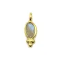 Breloque en Labradorite ovale sur argent doré 4x11mm x 2pcs