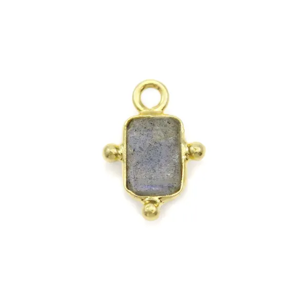 Charm rettangolare in labradorite su argento dorato 8x12mm x 1pc