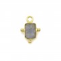Breloque en Labradorite rectangle sur argent 925 doré à l'or fin 5x7mm x 1pc