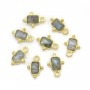 Rectangle Labradorite charm on gold gilt silver 5x7mm x 1pc