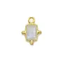 Rectangle moonstone charm on gold gilt silver 5x7mm x 1pc