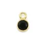 Agate noire ronde facettée sertie sur argent doré 5mm x 2pcs