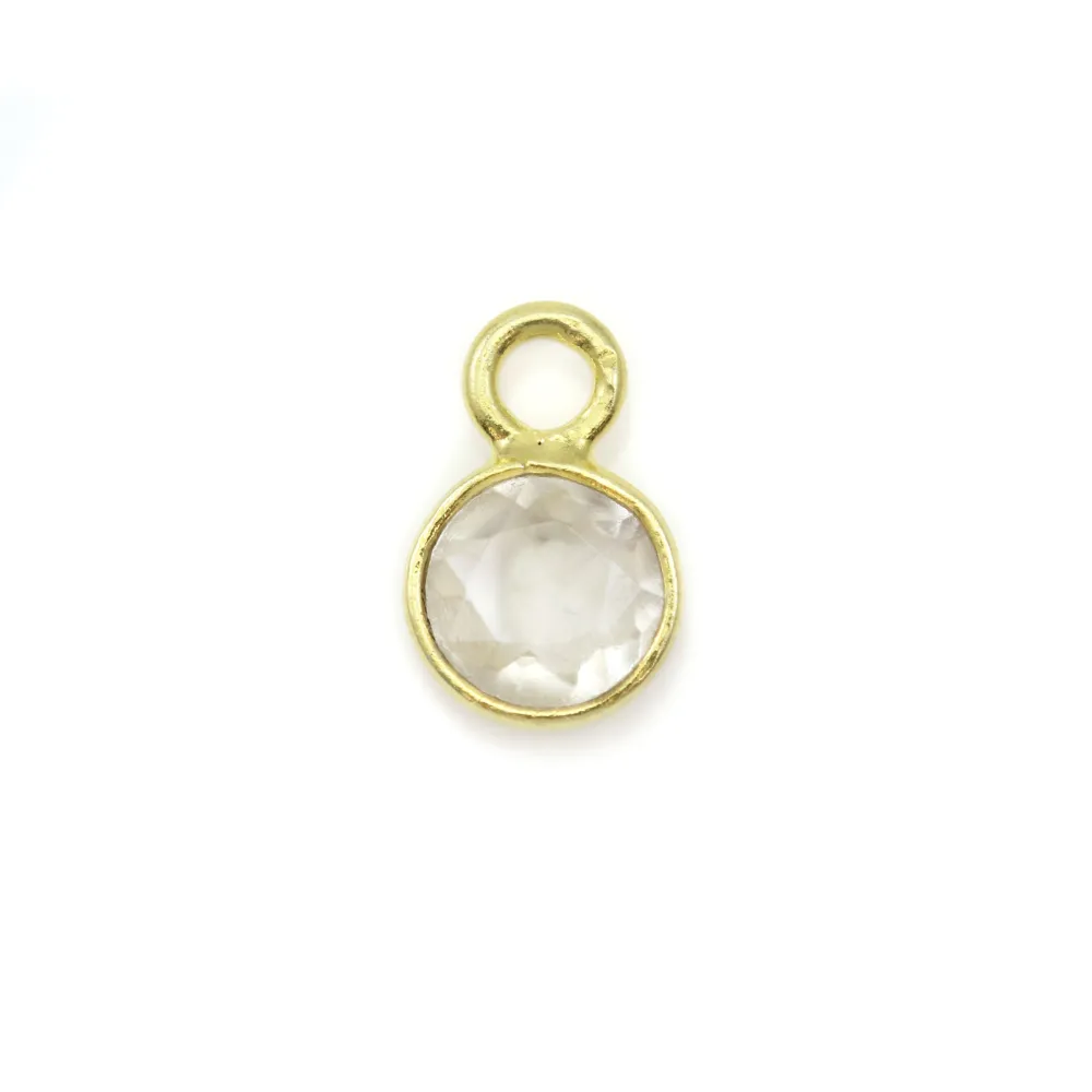 Topaze transparent ronde facettée sertie sur argent doré 5mm x 2pcs