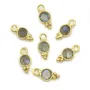 Breloque en Labradorite ronde facettée sur argent doré 5mm x 2pcs