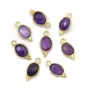Breloque en Améthysthe ovale facettée sur argent doré 7x15mm x 1pc